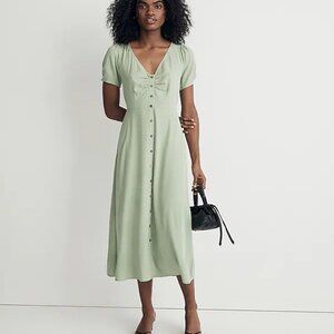 NWT Madewell Leedra Button-Front Midi Dress in Gatehouse Green Size 8